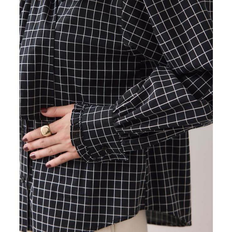 チェック＆デニムアソートボウタイリボン付きスタンドカラーシャツ | VIS  | 詳細画像43 