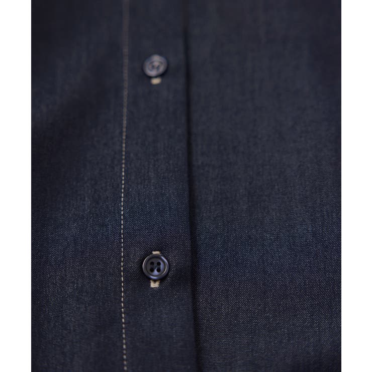 チェック＆デニムアソートボウタイリボン付きスタンドカラーシャツ | VIS  | 詳細画像48 