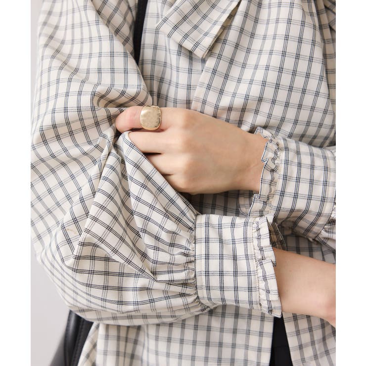 チェック＆デニムアソートボウタイリボン付きスタンドカラーシャツ | VIS  | 詳細画像5 