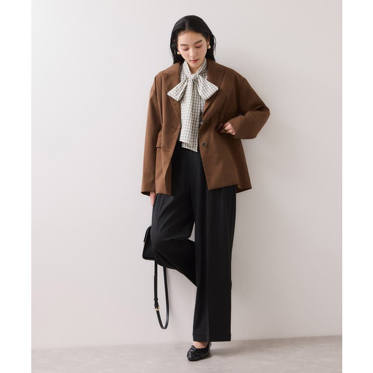 チェック＆デニムアソートボウタイリボン付きスタンドカラーシャツ | VIS  | 詳細画像8 