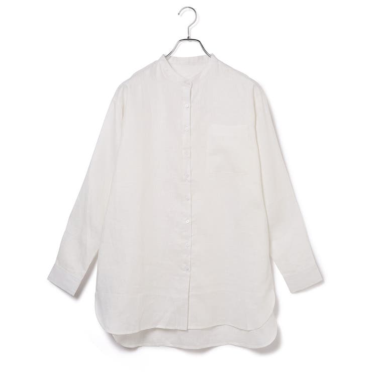 WEB限定】リネンバンドカラーシャツチュニック[品番