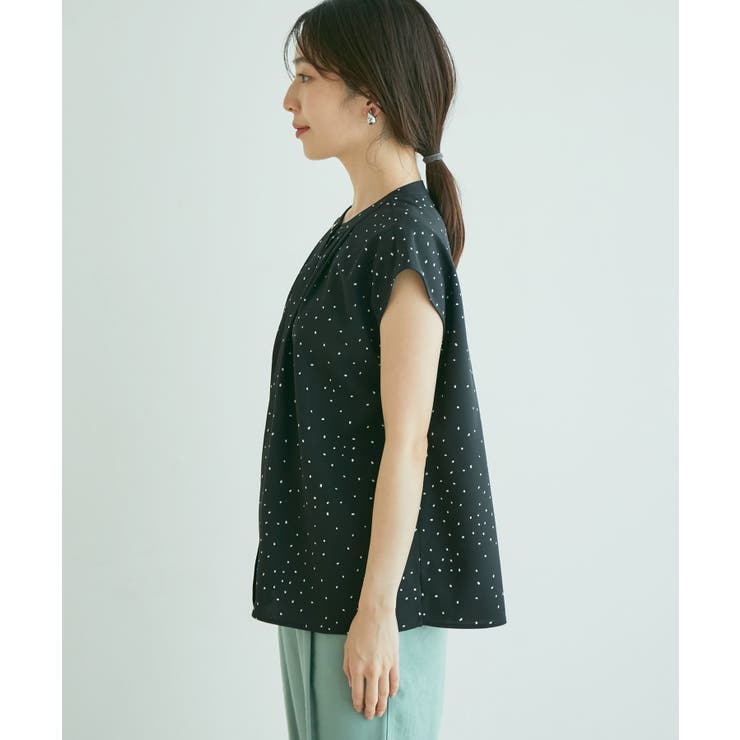 【WEB限定】【EASY CARE】フロントタックフレンチスリーブブラウス【su… | VIS  | 詳細画像19 