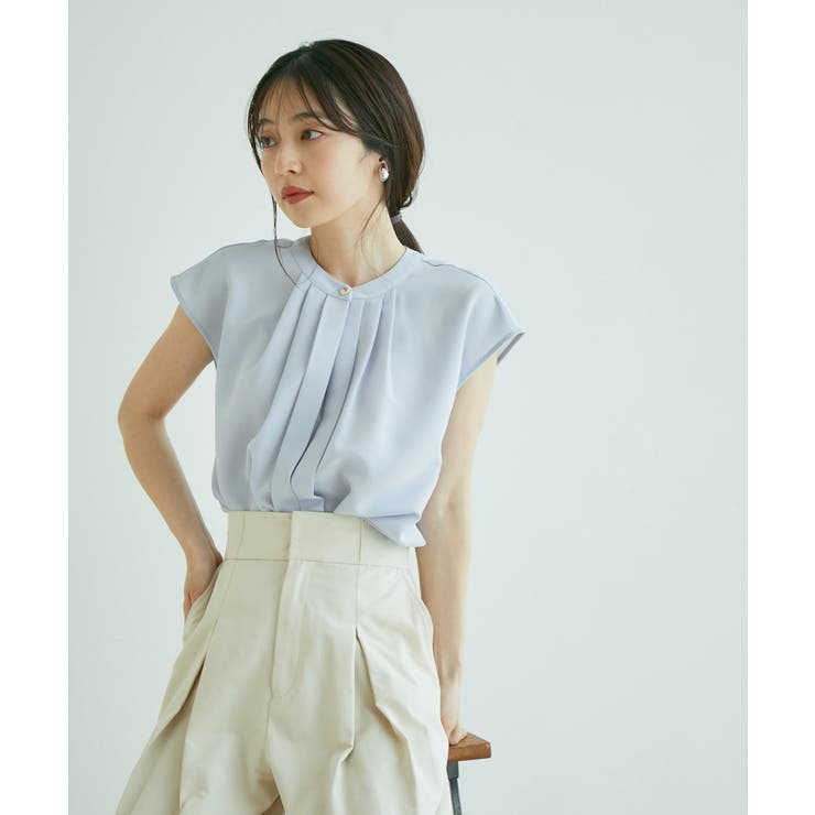 【WEB限定】【EASY CARE】フロントタックフレンチスリーブブラウス【su… | VIS  | 詳細画像7 