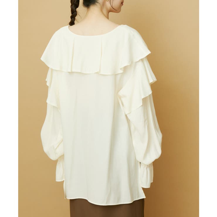 洗える】ラッフルフリルチュニックブラウス[品番：VISW0039385]｜VIS