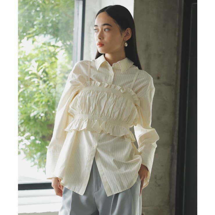 SET】ビスチェ付きシャツ【洗える】[品番：VISW0045947]｜VIS （ビス