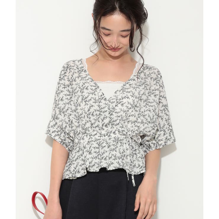 オフホワイト(15) | 【WEB限定】無地&amp;小花柄カシュクールブラウス | VIS 