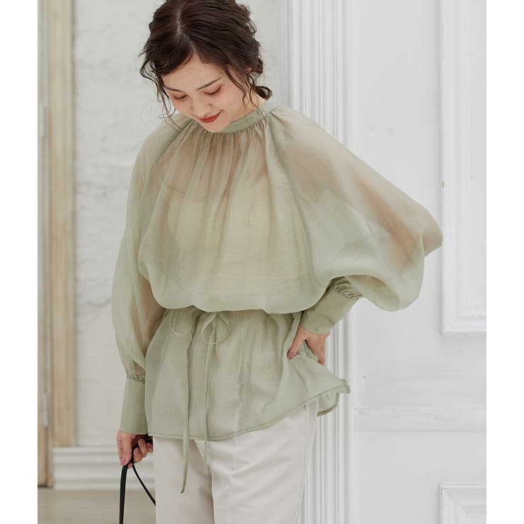 ライトグリーン(33) | 【WEB限定】アソート花柄シアーブラウス | VIS 