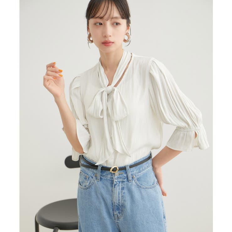【選べる素材】アソートボウタイリボンブラウス | VIS  | 詳細画像12 