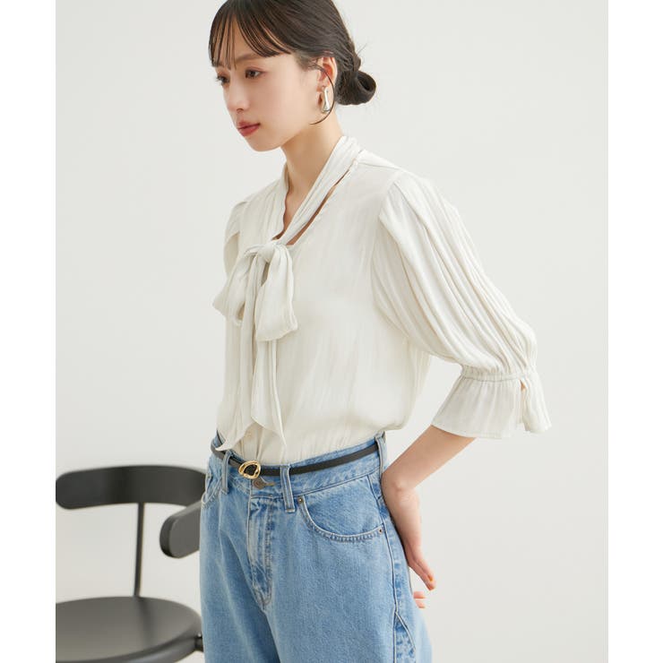 【選べる素材】アソートボウタイリボンブラウス | VIS  | 詳細画像13 