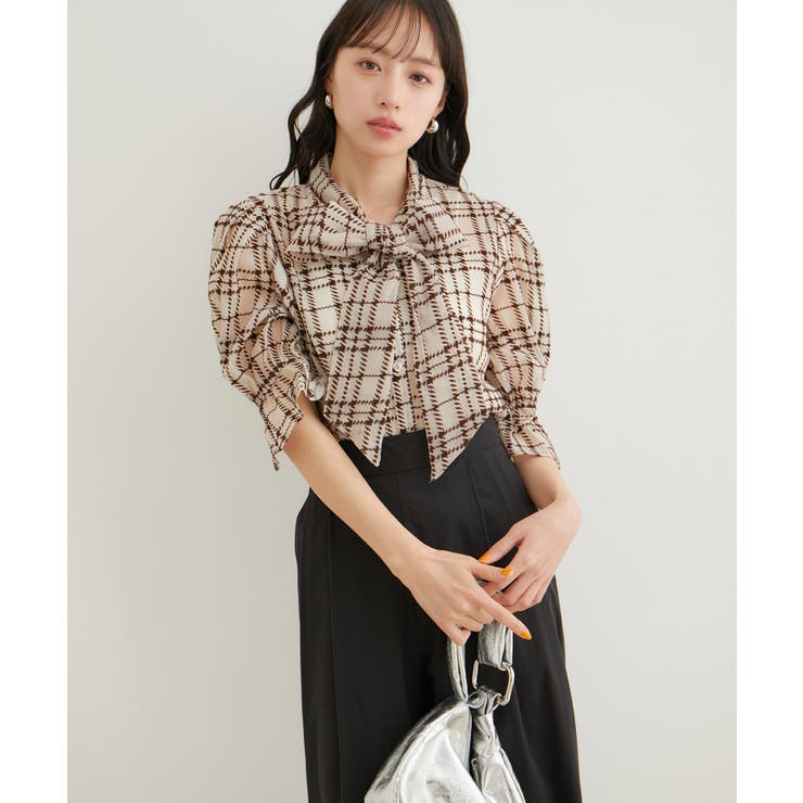 【選べる素材】アソートボウタイリボンブラウス | VIS  | 詳細画像2 