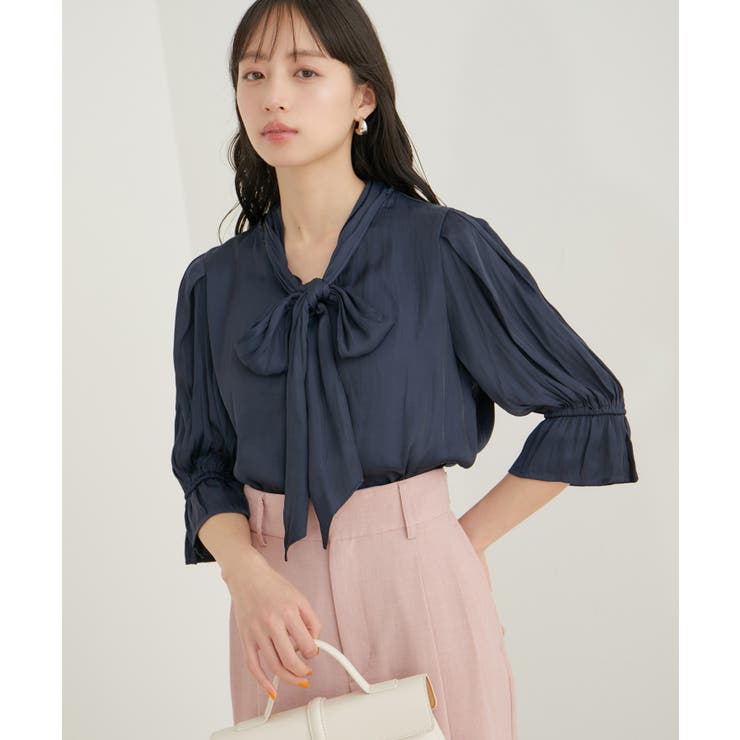 【選べる素材】アソートボウタイリボンブラウス | VIS  | 詳細画像7 