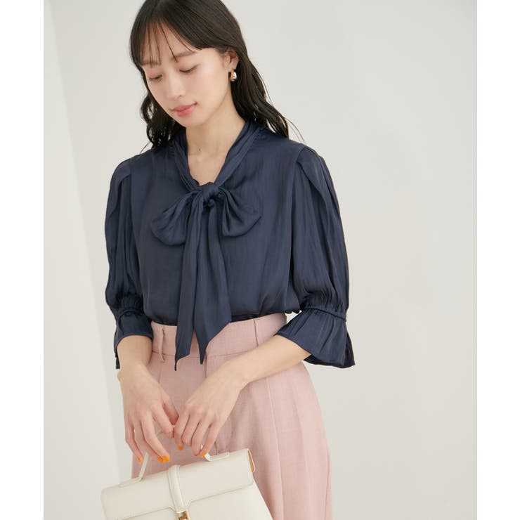 【選べる素材】アソートボウタイリボンブラウス | VIS  | 詳細画像8 