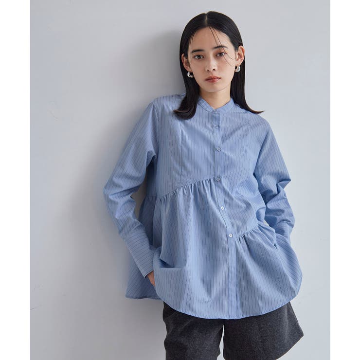 ブルー系(46) | 【洗える】アシンメトリーフレアーシャツ | VIS 