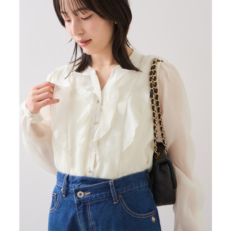 キナリ(16) | シアーラッフルブラウス/イージーケア | VIS 