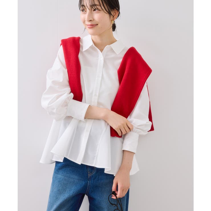 ホワイト系(11) | ヘムデザインフレアシャツ/イージーケア | VIS 