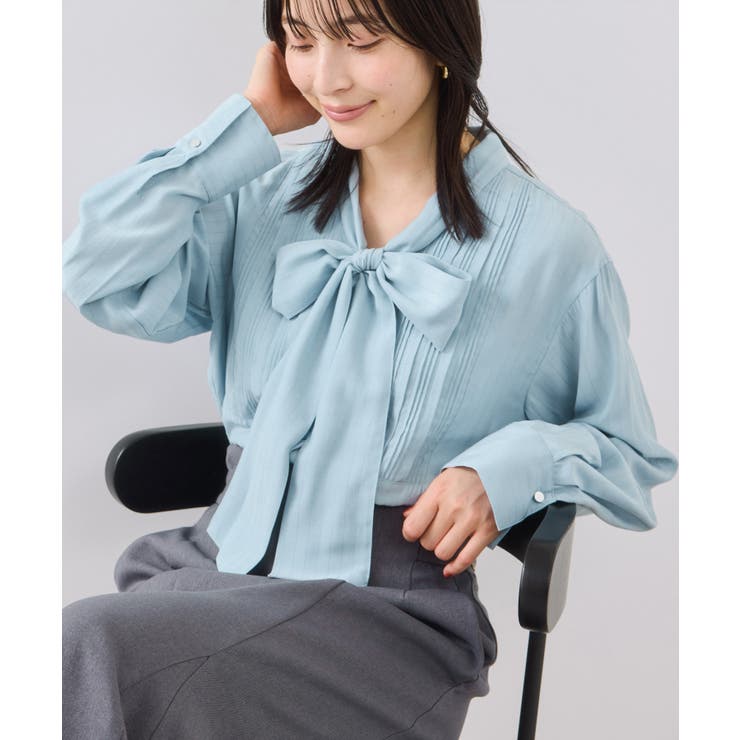 ランダムピンタックボウタイブラウス | VIS  | 詳細画像1 