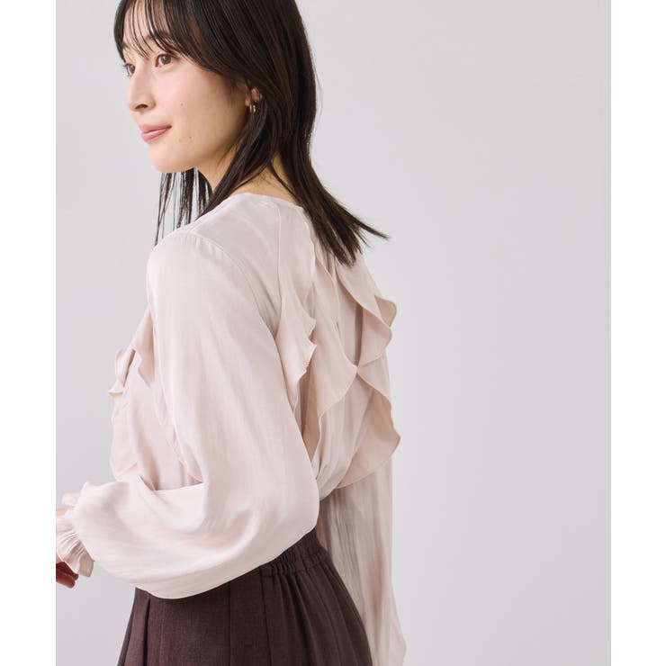 ピンク(63) | 割線フリルブラウス/イージーケア | VIS 