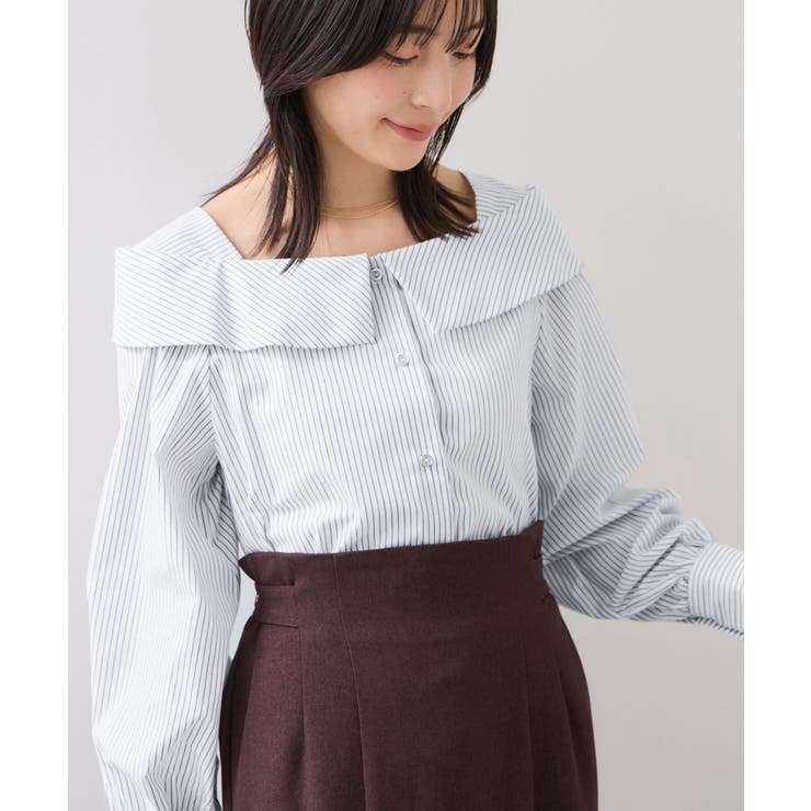 オフショルライクロングスリーブブラウス/イージーケア | VIS  | 詳細画像12 