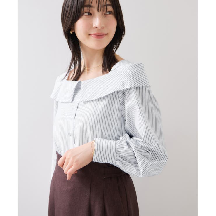 オフショルライクロングスリーブブラウス/イージーケア | VIS  | 詳細画像13 