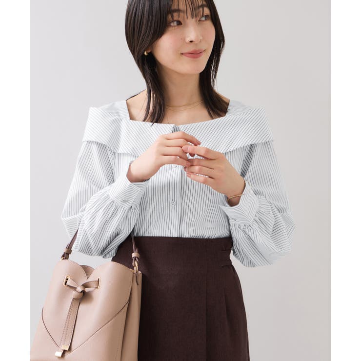 オフショルライクロングスリーブブラウス/イージーケア | VIS  | 詳細画像14 