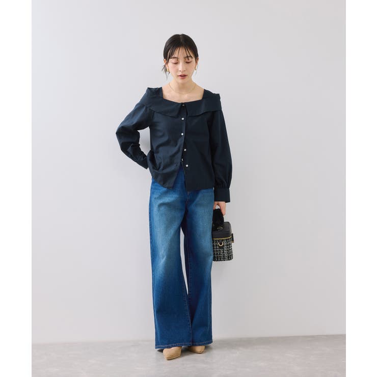 オフショルライクロングスリーブブラウス/イージーケア | VIS  | 詳細画像17 