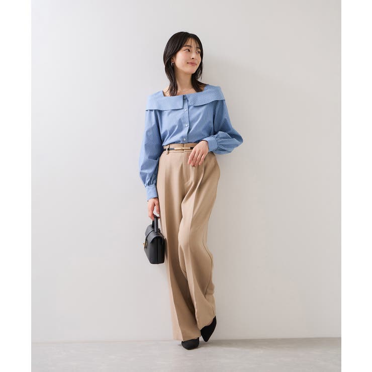 オフショルライクロングスリーブブラウス/イージーケア | VIS  | 詳細画像2 