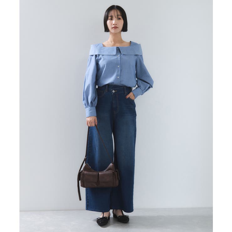 オフショルライクロングスリーブブラウス/イージーケア | VIS  | 詳細画像8 