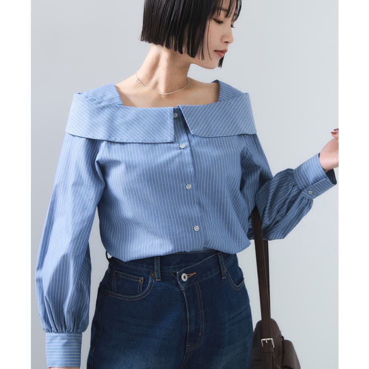 オフショルライクロングスリーブブラウス/イージーケア | VIS  | 詳細画像9 