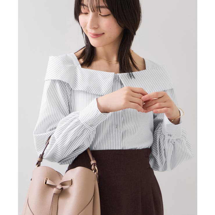 ホワイト系(11) | オフショルライクロングスリーブブラウス/イージーケア | VIS 