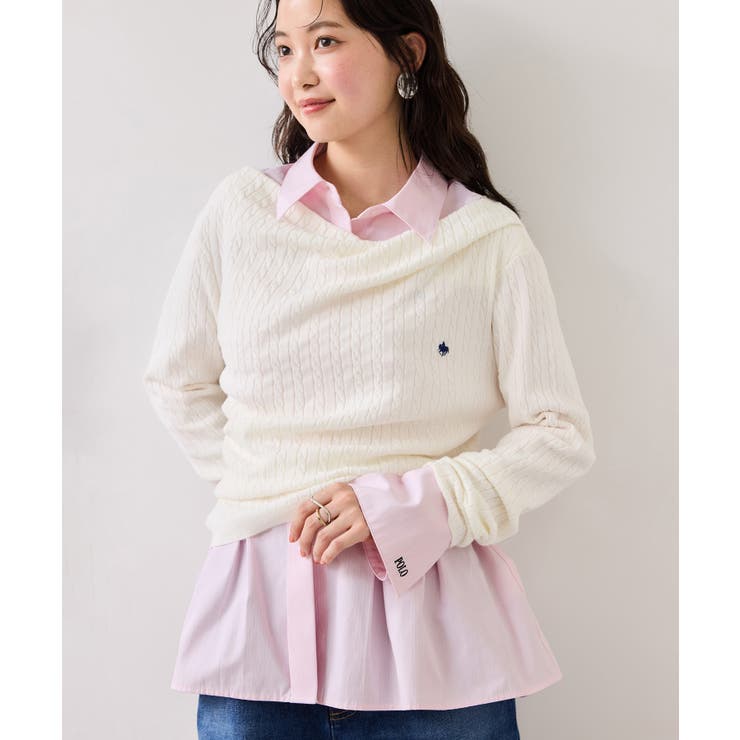 【POLO BCS】VIS別注ベルト付きウエストタックシャツブラウス | VIS  | 詳細画像23 