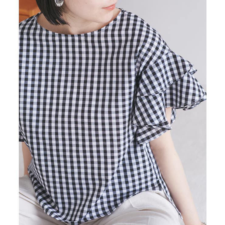 【WEB限定】袖フリルアソート柄半袖ブラウス【洗える】 | VIS  | 詳細画像7 