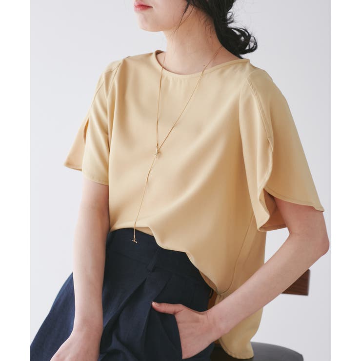 WEB限定】袖スリット半袖ブラウス【洗える】[品番：VISW0043320]｜VIS 