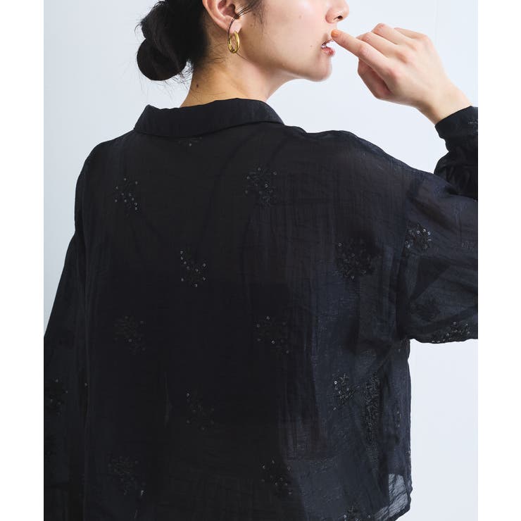 【WEB限定】花柄刺繍シャイニーシアーシャツ | VIS  | 詳細画像10 