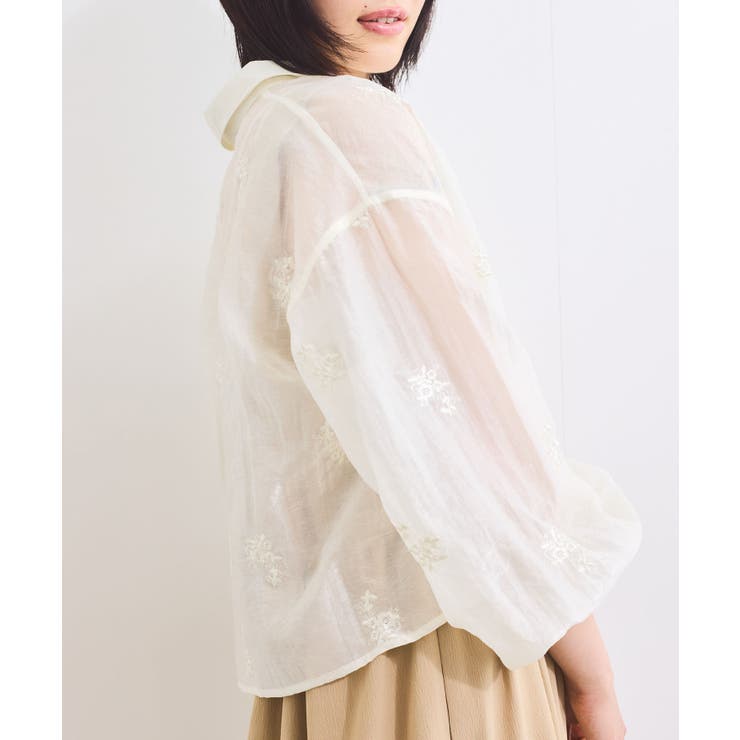 【WEB限定】花柄刺繍シャイニーシアーシャツ | VIS  | 詳細画像13 