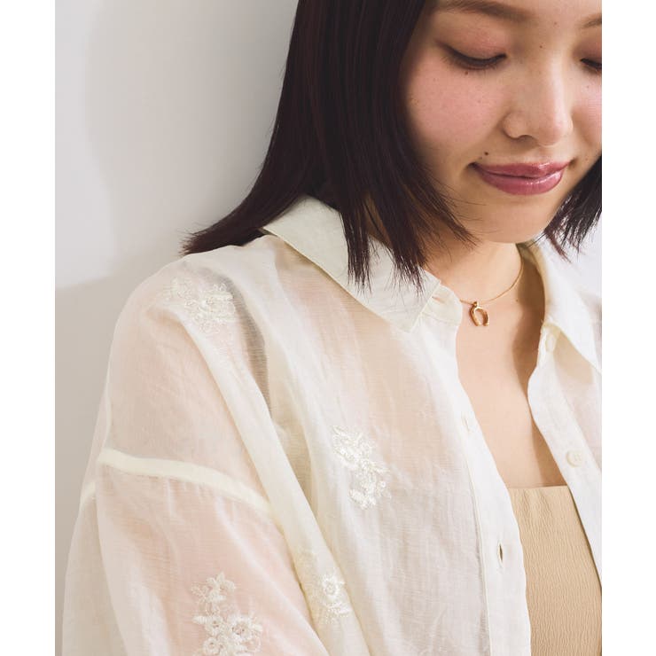 【WEB限定】花柄刺繍シャイニーシアーシャツ | VIS  | 詳細画像14 