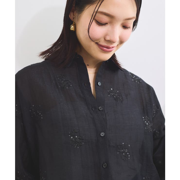 【WEB限定】花柄刺繍シャイニーシアーシャツ | VIS  | 詳細画像18 