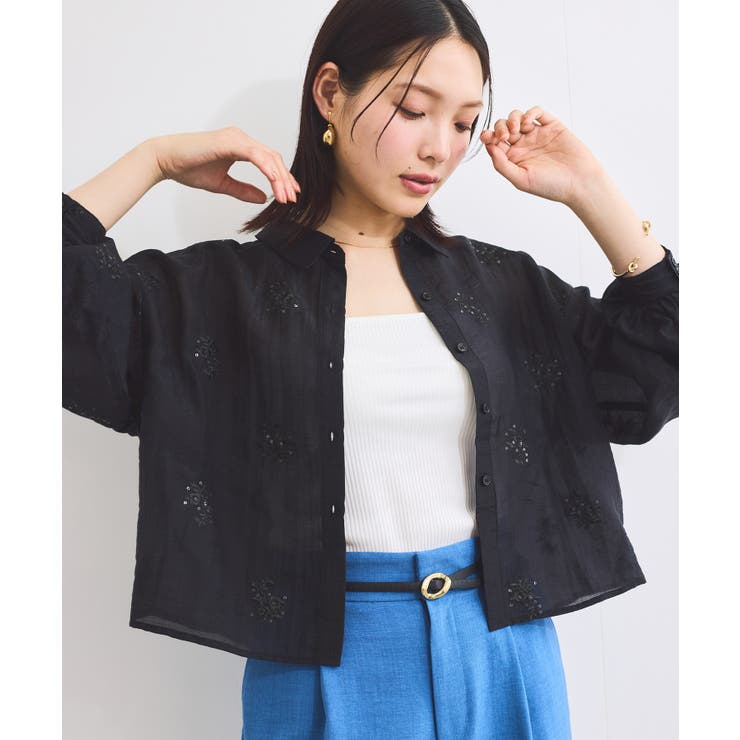 【WEB限定】花柄刺繍シャイニーシアーシャツ | VIS  | 詳細画像19 