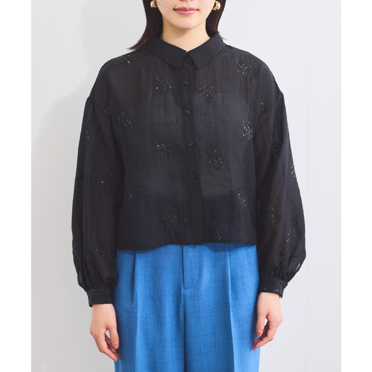 【WEB限定】花柄刺繍シャイニーシアーシャツ | VIS  | 詳細画像21 