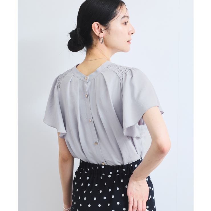 【接触冷感】エステルローンソフトタッチギャザーブラウス/通勤対応【WEB限定】 | VIS  | 詳細画像5 