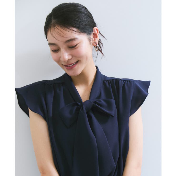 【WEB限定】【防シワ】フリルフレンチボウタイブラウス/通勤対応 | VIS  | 詳細画像10 