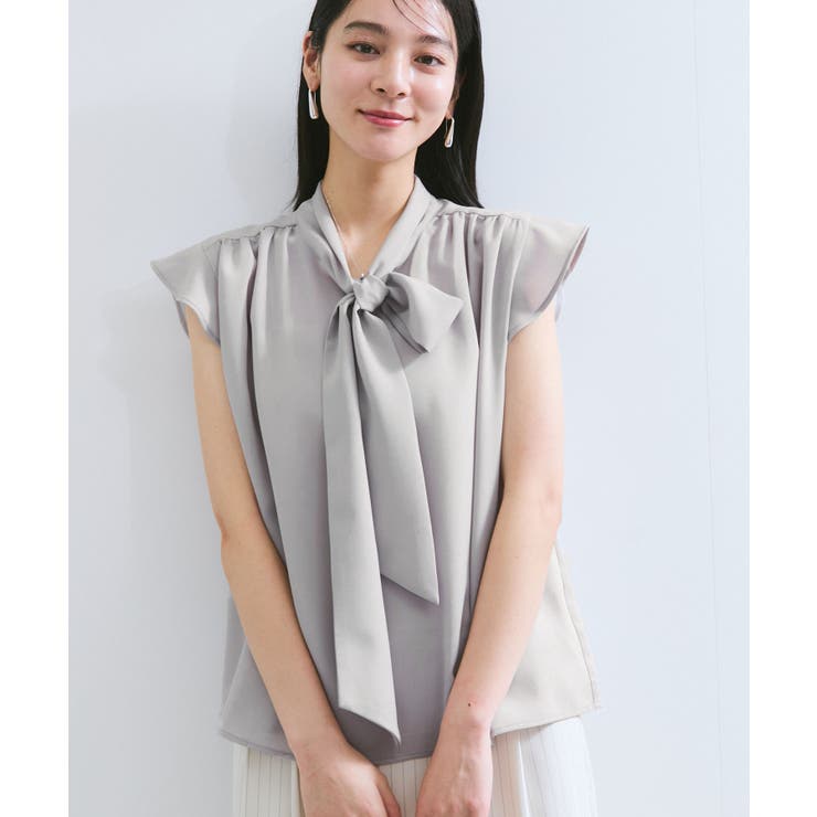 【WEB限定】【防シワ】フリルフレンチボウタイブラウス/通勤対応 | VIS  | 詳細画像12 