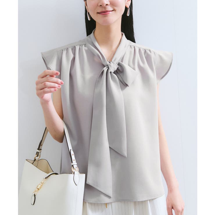 【WEB限定】【防シワ】フリルフレンチボウタイブラウス/通勤対応 | VIS  | 詳細画像14 