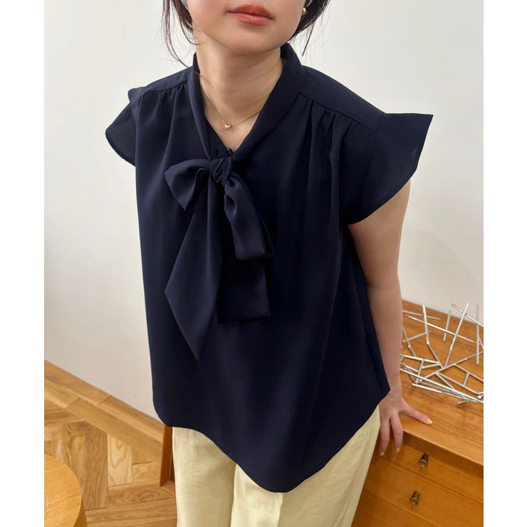 【WEB限定】【防シワ】フリルフレンチボウタイブラウス/通勤対応 | VIS  | 詳細画像33 