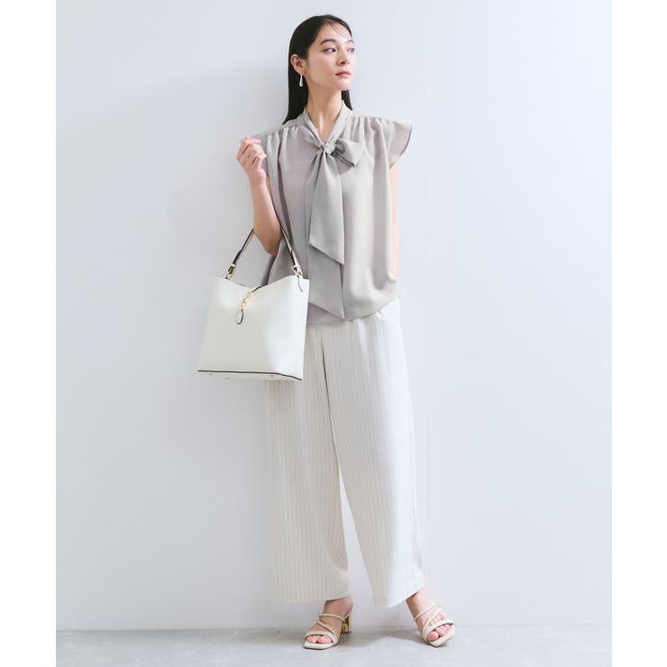 【WEB限定】【防シワ】フリルフレンチボウタイブラウス/通勤対応 | VIS  | 詳細画像4 