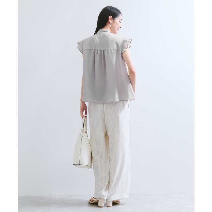 【WEB限定】【防シワ】フリルフレンチボウタイブラウス/通勤対応 | VIS  | 詳細画像5 