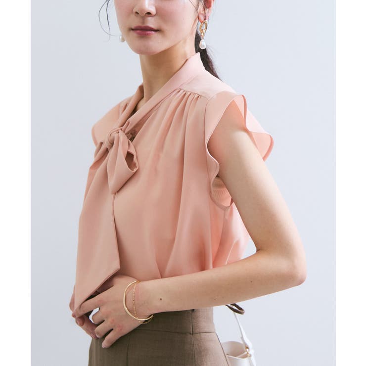 【WEB限定】【防シワ】フリルフレンチボウタイブラウス/通勤対応 | VIS  | 詳細画像7 