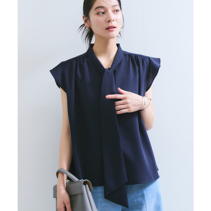 【WEB限定】【防シワ】フリルフレンチボウタイブラウス/通勤対応 | VIS  | 詳細画像9 