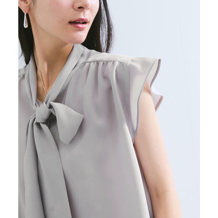 グレーサブ(09) | 【WEB限定】【防シワ】フリルフレンチボウタイブラウス/通勤対応 | VIS 