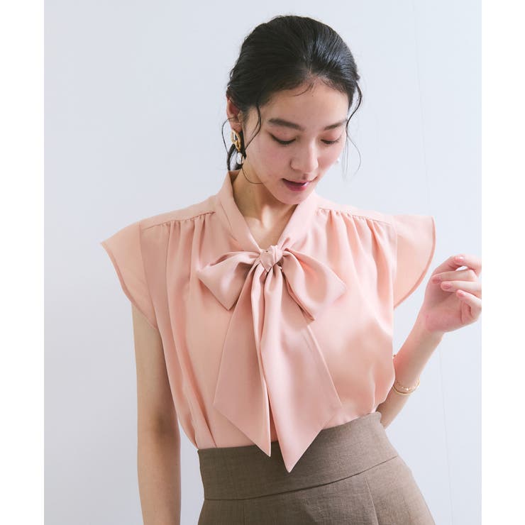 ピンク(63) | 【WEB限定】【防シワ】フリルフレンチボウタイブラウス/通勤対応 | VIS 