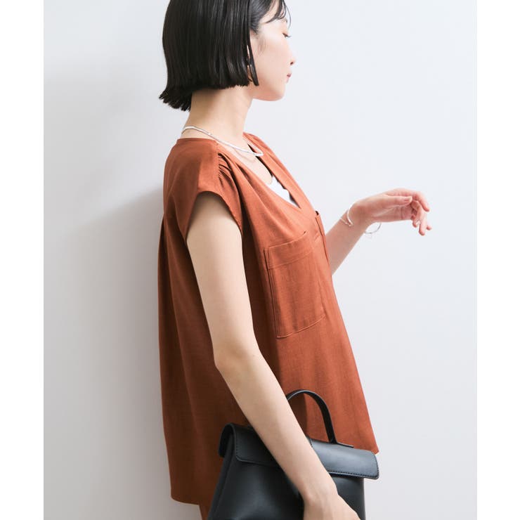 【WEB限定】【セットアップ対応】Vネックフレンチスリーブブラウス/通勤対応 | VIS  | 詳細画像7 